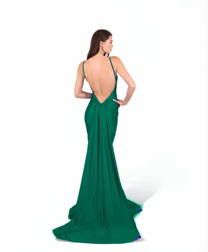 Flowy Jersey Gown with Open Back Style 2514 - Image 2