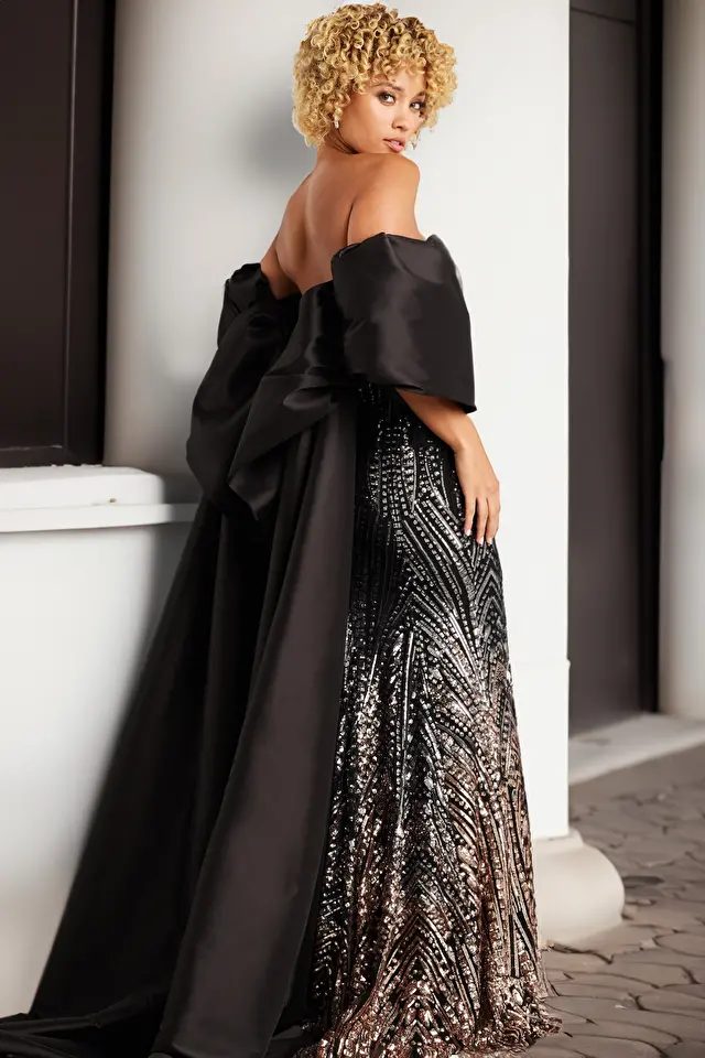 Black Brown Embellished Strapless Gown Style 38746 - Image 2