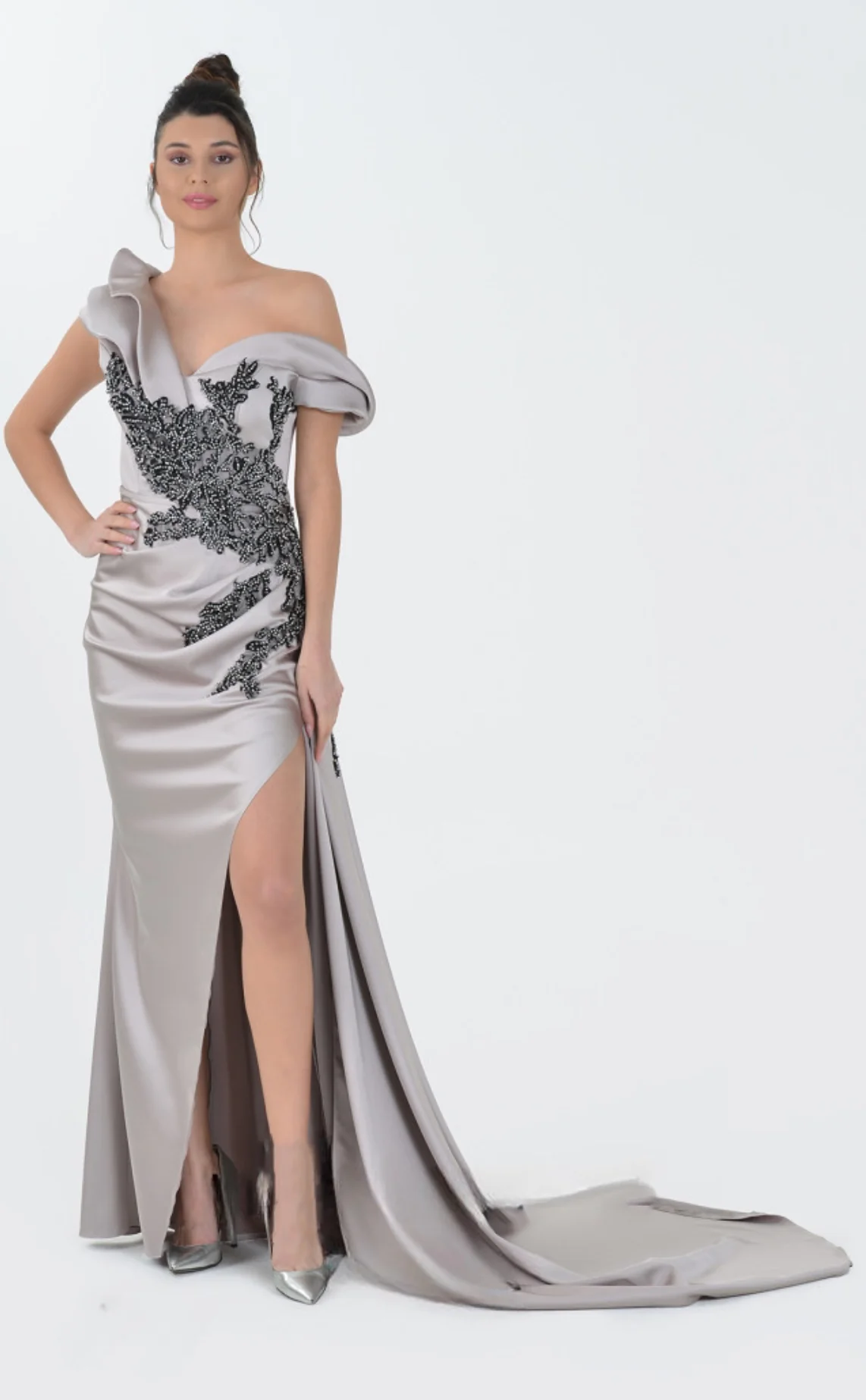 Asymmetric Neckline Embellished Gown Style 5117 - Image 3