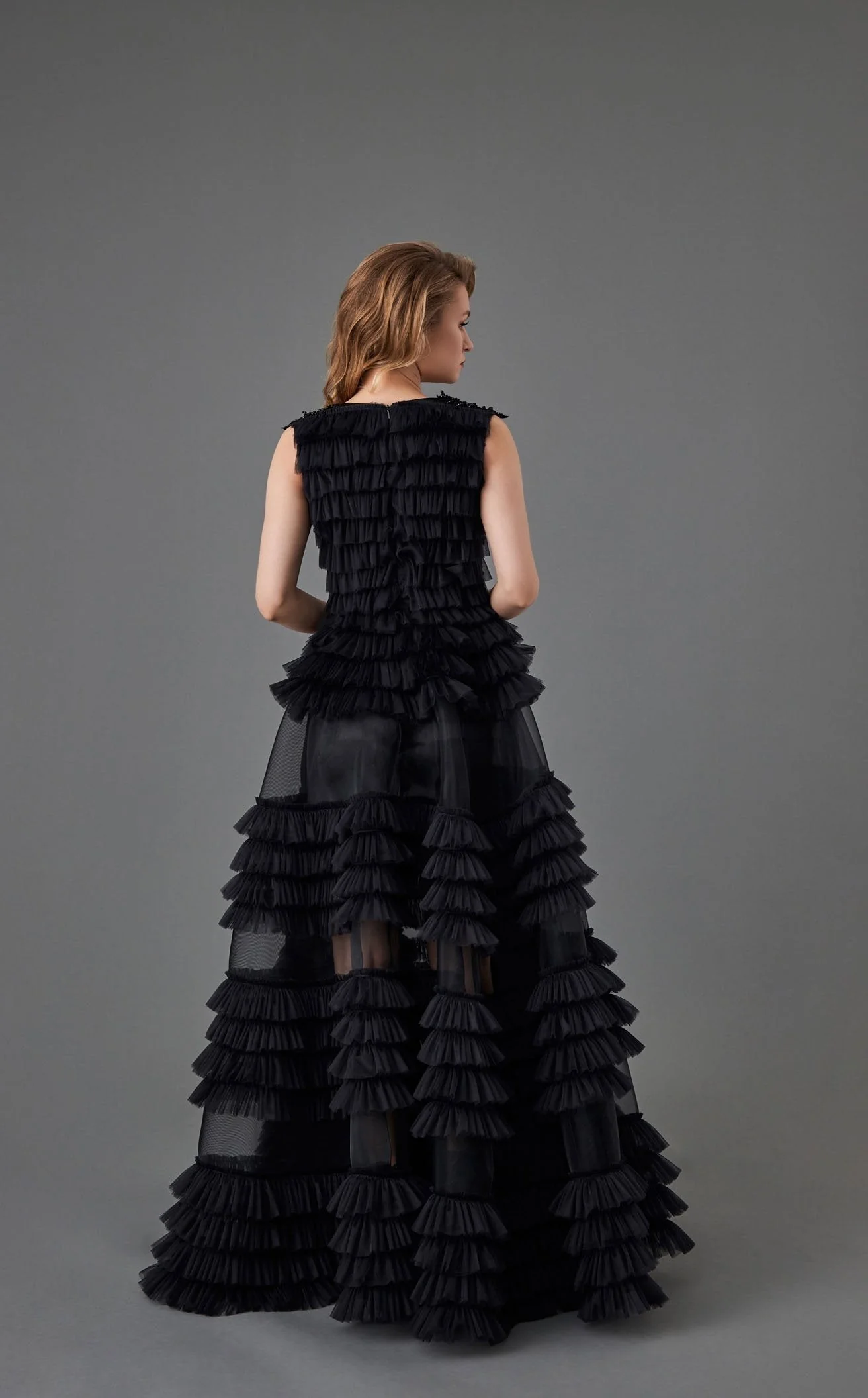 Sleeveless Maxi Tulle A-Line gown dress Style 4749 - Image 2