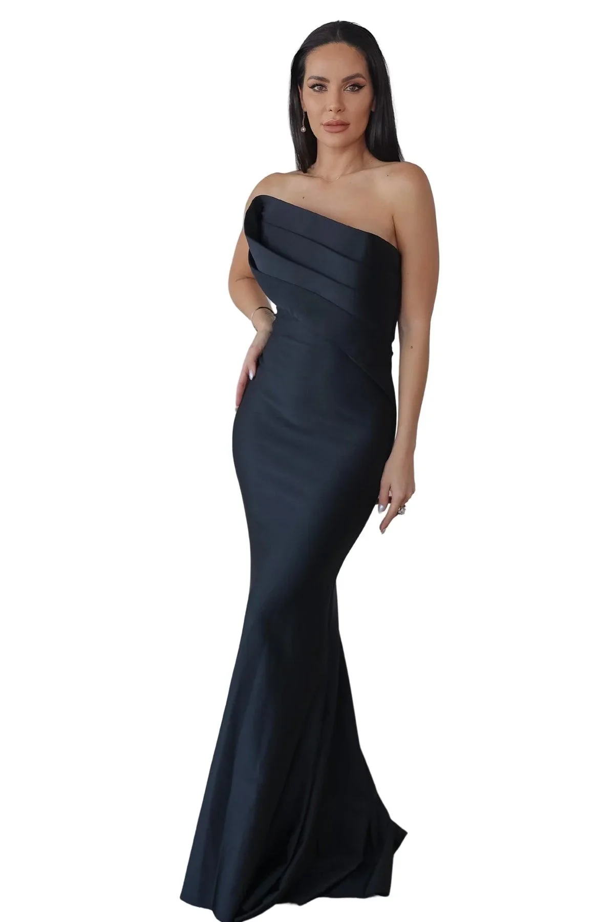 Pleated Bodice Strapless Dress Style 7082 - Image 6
