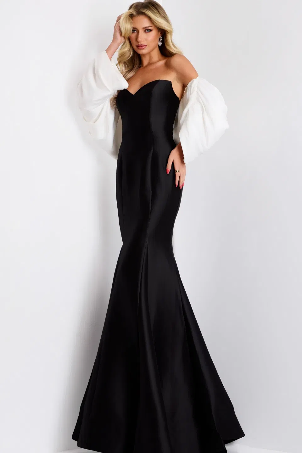 Off Shoulder Mermaid Gown with Dramatic Sleeves Style 45358 - Image 2