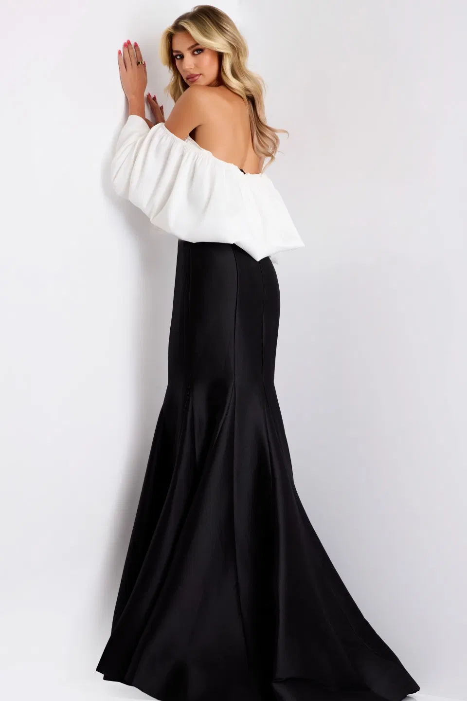 Off Shoulder Mermaid Gown with Dramatic Sleeves Style 45358 - Image 5