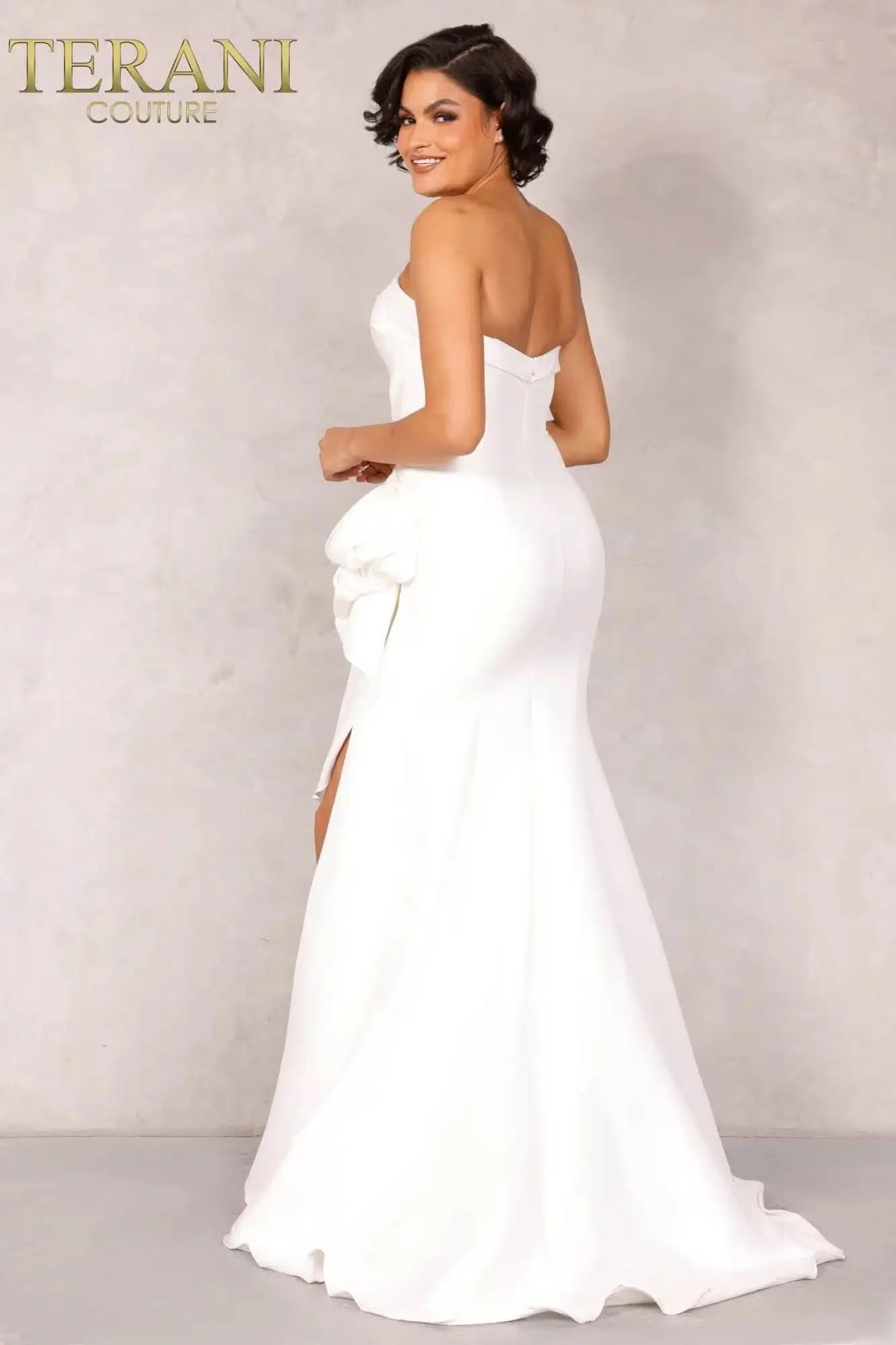 Off-Shoulder Neckline Draped Bow Gown Style 2111P4019 - Image 3